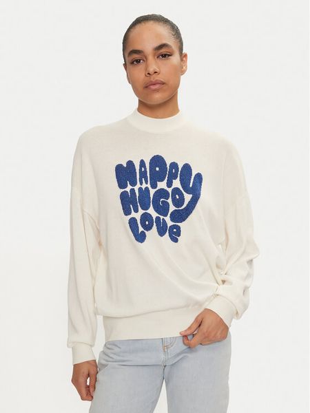 Hugo Sweter Sidara 50522527 Écru Regular Fit. Swetry klasyczne damskie Hugo, l, z bawełny, bez kołnierzyka. Za 289.99 zł.