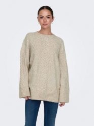 JDY Sweter "Silja" w kolorze beżowym rozmiar: XL. Brązowe swetry klasyczne damskie JDY, xl, ze splotem, bez kołnierzyka. Za 96.60 zł.