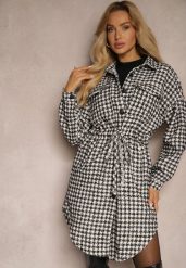 Czarna Koszulowa Sukienka Szmizjerka w Kratkę Vichy z Kieszeniami i Paskiem Daislen. Czarne sukienki damskie Renee, bez wzorów, eleganckie, bez ramiączek. W wyprzedaży za 119.99 zł.