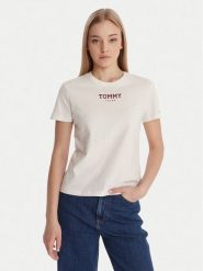 Tommy Jeans T-Shirt Essential DW0DW21842 Biały Regular Fit. Białe t-shirty damskie Tommy Jeans, l, bez wzorów, z bawełny, bez kołnierzyka. Za 129.99 zł.