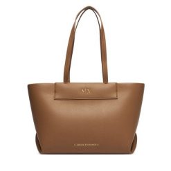 Torebka Armani Exchange. Brązowe shopper bag Armani Exchange, bez wzorów, bez dodatków. Za 654.99 zł.