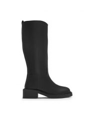 Lasocki Kozaki KAP-SL-21703 Czarny. Czarne kozaki damskie Lasocki, ze skóry, bez obcasa, na płaskiej podeszwie, bez zapięcia. Za 429.99 zł.