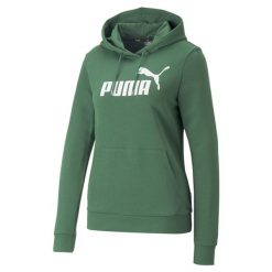 Bluza z kapturem Puma Ess Logo Hoodie Tr S, Kobiety. Zielone bluzy damskie Puma, s, bez wzorów, z bawełny, z kapturem. Za 290.00 zł.