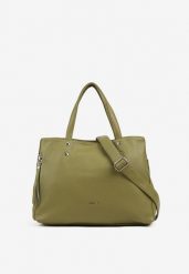 Zielona Torebka Duża Shopper z Bocznym Suwakiem Soravine. Zielone shopper bag Renee, bez wzorów, z jeansu, duże, bez dodatków. Za 149.99 zł.