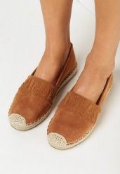 Brązowe Espadryle na Plecionej Podeszwie z Ozdobną Cholewką Kynor. Brązowe espadryle damskie Born2be, bez wzorów, bez obcasa. Za 54.99 zł.