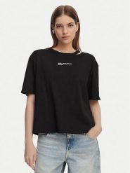 Karl Lagerfeld Jeans T-Shirt B2W17077 Czarny Regular Fit. Czarne t-shirty damskie Karl Lagerfeld Jeans, m, bez wzorów, z bawełny, bez kołnierzyka. Za 290.99 zł.