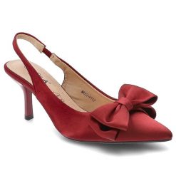 Czółenka damskie D&A by S.Barski o eleganckim fasonie z ozdobną kokardą smukłym noskiem i wysokim obcasem typu szpilka czerwone MR62-9107 Red. Czerwone czółenka damskie S.BARSKI, bez wzorów, bez obcasa, na szpilce. Za 134.99 zł.