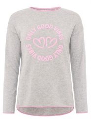 Zwillingsherz Sweter "Only good Vibes" w kolorze szarym rozmiar: L. Szare swetry klasyczne damskie Zwillingsherz, l, z kaszmiru, bez kołnierzyka. Za 195.45 zł.