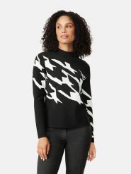 Gerry Weber Sweter w kolorze czarno-białym rozmiar: 38. Białe swetry klasyczne damskie Gerry Weber, bez kołnierzyka. Za 180.06 zł.