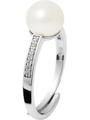 Pearline Srebrny pierścionek z perłą i cyrkoniami rozmiar: onesize. Białe pierścionki damskie Pearline, z cyrkonią, srebrne. Za 173.99 zł.