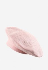 Jasnoróżowa Czapka Beret z Geometrycznym Wzorem z Cyrkoniami Holindia. Czerwone czapki damskie Renee, bez wzorów. Za 39.99 zł.