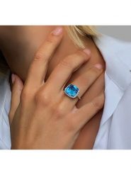 Les Petites Précieuses Srebrny pierścionek z topazem i cyrkonią rozmiar: 52. Szare pierścionki damskie Les Petites Précieuses, z cyrkonią, srebrne. Za 208.99 zł.