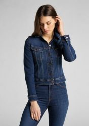 LEE SLIM RIDER DAMSKA KURTKA JEANSOWA DARK HUNT L541MOHW 112112683. Kurtki damskie Lee, l, bez wzorów, z jeansu, bez kaptura. Za 239.99 zł.