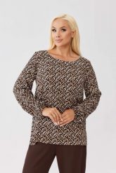 Wiskozowa bluzka Amira Mosaic z geometrycznym wzorem i wiązaniem na plecach PLUS SIZE XXL OVERSIZE JESIEŃ. Bluzki damskie Moda Size Plus Iwanek, plus size, bez wzorów, z tkaniny, biznesowe, bez kołnierzyka, plus size, bez ramiączek. Za 199.90 zł.