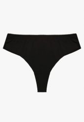 Czarne Majtki Stringi z Bezszwowym Wykończeniem Teniluna. Czarne komplety bielizny Born2be, bez wzorów, z jeansu. Za 4.99 zł.