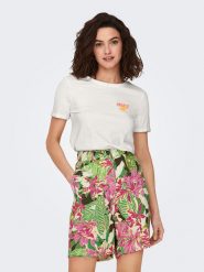 ONLY Koszulka w kolorze kremowym rozmiar: S. Brązowe bluzki damskie Only, s, bez wzorów, z bawełny, bez kołnierzyka, bez ramiączek. Za 60.99 zł.