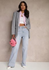 Niebieskie Jeansy z Wiskozą i Bawełną High Waist o Szerokim Kroju Helviola. Niebieskie jeansy damskie Renee, bez wzorów, z bawełny. Za 129.99 zł.