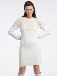 Orsay Sukienka dzianinowa w kolorze białym rozmiar: S. Białe sukienki damskie Orsay, bez wzorów, z dzianiny, bez ramiączek. Za 93.95 zł.