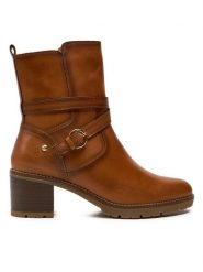 Pikolinos Botki W7H-8507 Brązowy. Brązowe botki damskie Pikolinos, ze skóry, bez obcasa, na słupku, bez zapięcia. Za 539.99 zł.