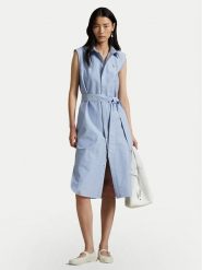 Polo Ralph Lauren Sukienka koszulowa 211965853002 Błękitny Regular Fit. Niebieskie sukienki damskie Polo Ralph Lauren, bez wzorów, z bawełny, bez ramiączek. Za 839.99 zł.
