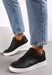 Czarno-Białe Sneakersy Sznurowane na Grubej Podeszwie Taleith. Czarne kombinezony damskie Renee, bez wzorów, z jeansu, eleganckie, bez kołnierzyka, bez ramiączek. Za 59.99 zł.