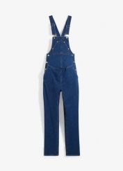Dżinsy ciążowe ogrodniczki z regulowanym obwodem na wys. brzucha, Straight Leg. Niebieskie jeansy damskie bonprix, moda ciążowa. Za 209.99 zł.