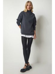 Happiness Istanbul Bluza w kolorze antracytowym rozmiar: 36. Czarne bluzy damskie Happiness Istanbul, bez wzorów, bez kaptura. Za 78.28 zł.