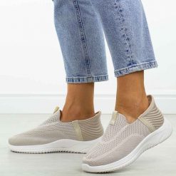 Beżowe sportowe buty damskie Potocki 01312. Brązowe obuwie sportowe casual damskie POTOCKI, z jeansu, trekkingowe. Za 139.00 zł.