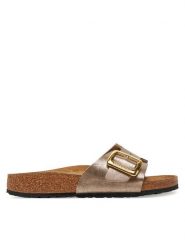 Birkenstock Klapki Catalina Cushion Buckle 1029416 Brązowy. Brązowe klapki damskie Birkenstock, bez wzorów, ze skóry, bez obcasa, bez zapięcia. Za 399.99 zł.