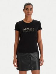 Armani Exchange T-Shirt XW001837 AF16294 UC001 Czarny Slim Fit. Czarne t-shirty damskie Armani Exchange, xs, bez wzorów, z bawełny, bez kołnierzyka. Za 299.99 zł.