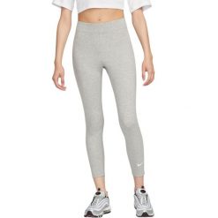 Legginsy damskie Nike Sportswear Classic 7/8, wysoki pas. Szare legginsy damskie Nike, bez wzorów, z bawełny. Za 157.99 zł.