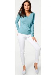 Heine Sweter w kolorze turkusowym rozmiar: 40. Niebieskie swetry klasyczne damskie Heine, z bawełny, bez kołnierzyka. Za 57.60 zł.