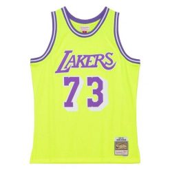 Koszulka Los Angeles Lakers Swingman Neon Tropical 1998/99. Żółte koszulki damskie Mitchell & Ness, bez wzorów, bez kołnierzyka, bez ramiączek. Za 636.50 zł.
