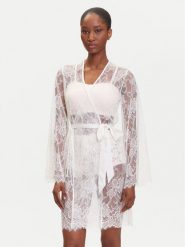 Hunkemöller Szlafrok Magdalena 302070 Biały. Białe szlafroki damskie Hunkemöller, bez wzorów, z syntetyku, bez kaptura. Za 149.99 zł.