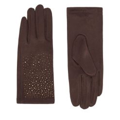Rękawiczki Nine West. Brązowe rękawiczki damskie Nine West, bez wzorów, z dzianiny. Za 39.99 zł.