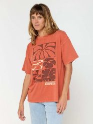 Rip Curl Koszulka "Oceanic Heritage" w kolorze pomarańczowym rozmiar: S. Pomarańczowe bluzki damskie Rip Curl, s, bez wzorów, z bawełny, bez kołnierzyka, bez ramiączek. Za 74.63 zł.