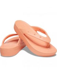 Crocs Japonki w kolorze pomarańczowym rozmiar: 34/35. Pomarańczowe klapki damskie Crocs, bez wzorów, z otwartym noskiem, bez obcasa, bez zapięcia. Za 48.28 zł.