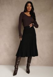 Czarna Dzianinowa Spódnica Plisowana o Rozkloszowanym Kroju Tuswia. Czarne spódnice damskie Renee, na co dzień, l, z aplikacjami, z dzianiny, klasyczne, midi. Za 69.99 zł.