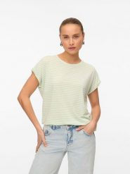 Vero Moda Koszulka w kolorze zielonym rozmiar: L. Zielone bluzki damskie Vero Moda, l, bez wzorów, z lyocellu, bez kołnierzyka, bez ramiączek. Za 70.45 zł.