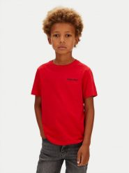 Calvin Klein Jeans T-Shirt Minimal Logo IB0IB02608 Czerwony Regular Fit. Czerwone t-shirty i koszulki chłopięce Calvin Klein Jeans, bez wzorów, z bawełny, bez kołnierzyka, bez ramiączek. Za 109.99 zł.