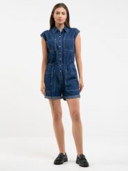 Kombinezon damski jeansowy niebieski Shea 465. Niebieskie kombinezony damskie Big Star, bez wzorów, z jeansu, eleganckie, bez ramiączek. W wyprzedaży za 119.99 zł.