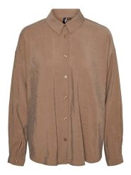 Vero Moda Koszula w kolorze jasnobrązowym rozmiar: XS. Brązowe koszule damskie Vero Moda, s, bez wzorów, bez kołnierzyka, bez ramiączek. Za 52.67 zł.