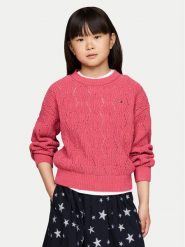 Tommy Hilfiger Sweter Chenille KG0KG08153 Różowy Regular Fit. Czerwone swetry dziewczęce Tommy Hilfiger, bez wzorów, z syntetyku, bez kołnierzyka, bez ramiączek. Za 189.99 zł.