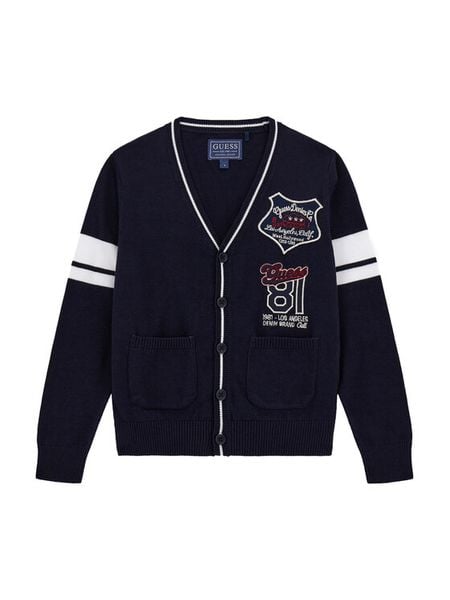 Guess Kardigan L5YR05 Z0140 Granatowy Regular Fit. Niebieskie swetry chłopięce Guess, z bawełny, bez kołnierzyka. Za 159.99 zł.