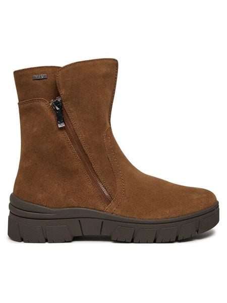 Caprice Botki 9-26437-41 Brązowy. Brązowe botki damskie Caprice, ze skóry, bez obcasa, na płaskiej podeszwie, bez zapięcia. Za 207.99 zł.