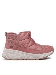 Skechers Botki Puffiez 117260/ROS Różowy. Czerwone botki damskie Skechers, z materiału, bez obcasa, na płaskiej podeszwie, bez zapięcia. Za 305.99 zł.