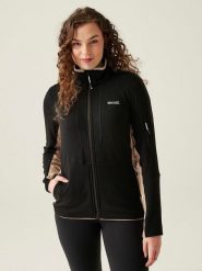 Regatta Kurtka polarowa "Ralina" w kolorze czarno-beżowym rozmiar: 46. Brązowe kurtki damskie Regatta, bez wzorów, z polaru, bez kaptura. Za 104.64 zł.