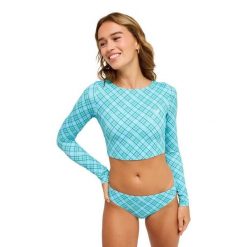 Krótka koszulka z długim rękawem rashguard damska THE BEACH BABE. Zielone bikini Roxy, bez wzorów, z elastanu. Za 259.99 zł.