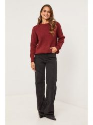Soft Cashmere Sweter w kolorze bordowym rozmiar: 38/40. Czerwone swetry klasyczne damskie Soft Cashmere, prążkowane, bez kołnierzyka. Za 143.22 zł.