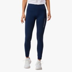 Długie legginsy treningowe damskie Swedemount Core Pocket Tights szybkoschnące. Niebieskie legginsy damskie SWEDEMOUNT, bez wzorów, z tkaniny. W wyprzedaży za 125.00 zł.